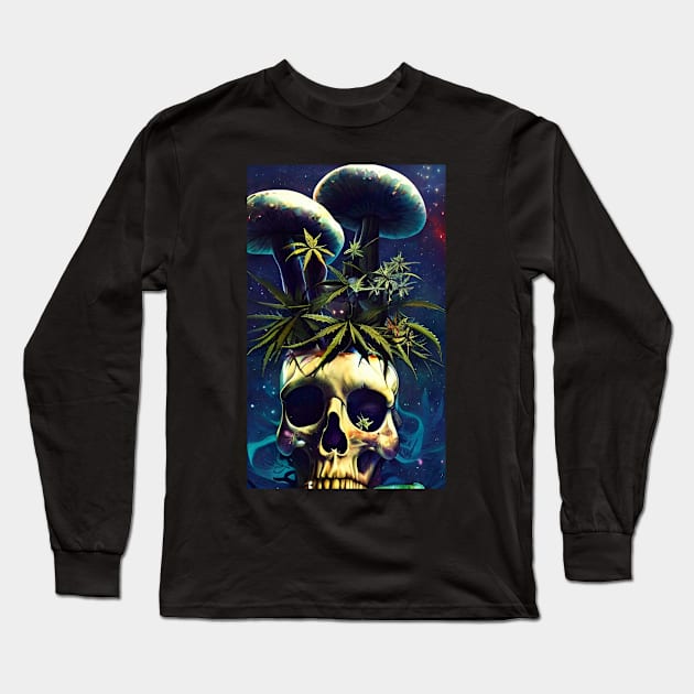 HEAD POT psychedelic skull Long Sleeve T-Shirt by Stonerin